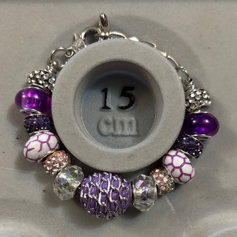 Chic Purple and Silver Beaded Bracelet